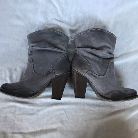 MIA Limited Edition Gray Slouchy Heeled Ankle Relaxed Festival Boot - Picture 8 of 9
